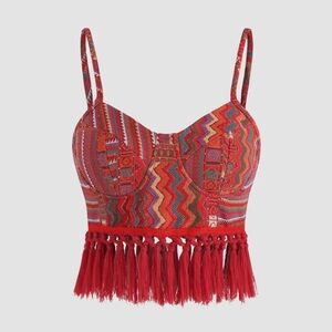 Cider brocade festival crop top NWT